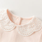 Dave&Bella Toddler Girls Pink/Beige Doll Collar Sweet Cozy Comfortable Cotton T-shirts