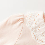 Dave&Bella Toddler Girls Pink/Beige Doll Collar Sweet Cozy Comfortable Cotton T-shirts