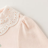 Dave&Bella Toddler Girls Pink/Beige Doll Collar Sweet Cozy Comfortable Cotton T-shirts