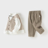Dave&Bella Toddler Boys Coffee Striped Bow Tie T-shirt Pants Suit Sets