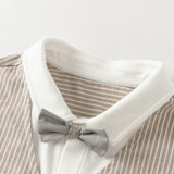 Dave&Bella Toddler Boys Coffee Striped Bow Tie T-shirt Pants Suit Sets