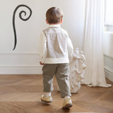 Dave&Bella Toddler Boys Coffee Striped Bow Tie T-shirt Pants Suit Sets