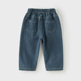 Dave&Bella Toddler Girls Denim Blue Straight Leg Vintage Cozy Soft Cotton Jeans
