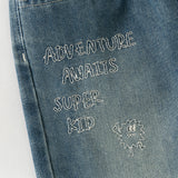 Dave&Bella Toddler Girls Denim Blue Straight Leg Vintage Cozy Soft Cotton Jeans