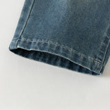 Dave&Bella Toddler Girls Denim Blue Straight Leg Vintage Cozy Soft Cotton Jeans