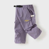 Dave&Bella Toddler Boys Purple/Light Khaki Adjustable-waistband Lightweight Pants