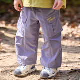 Dave&Bella Toddler Boys Purple/Light Khaki Adjustable-waistband Lightweight Pants