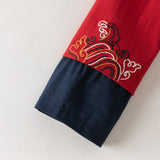 Dave&Bella Toddler Boys Red Chinese Style Print Pant Suits