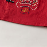 Dave&Bella Toddler Boys Red Chinese Style Print Pant Suits