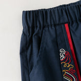 Dave&Bella Toddler Boys Red Chinese Style Print Pant Suits