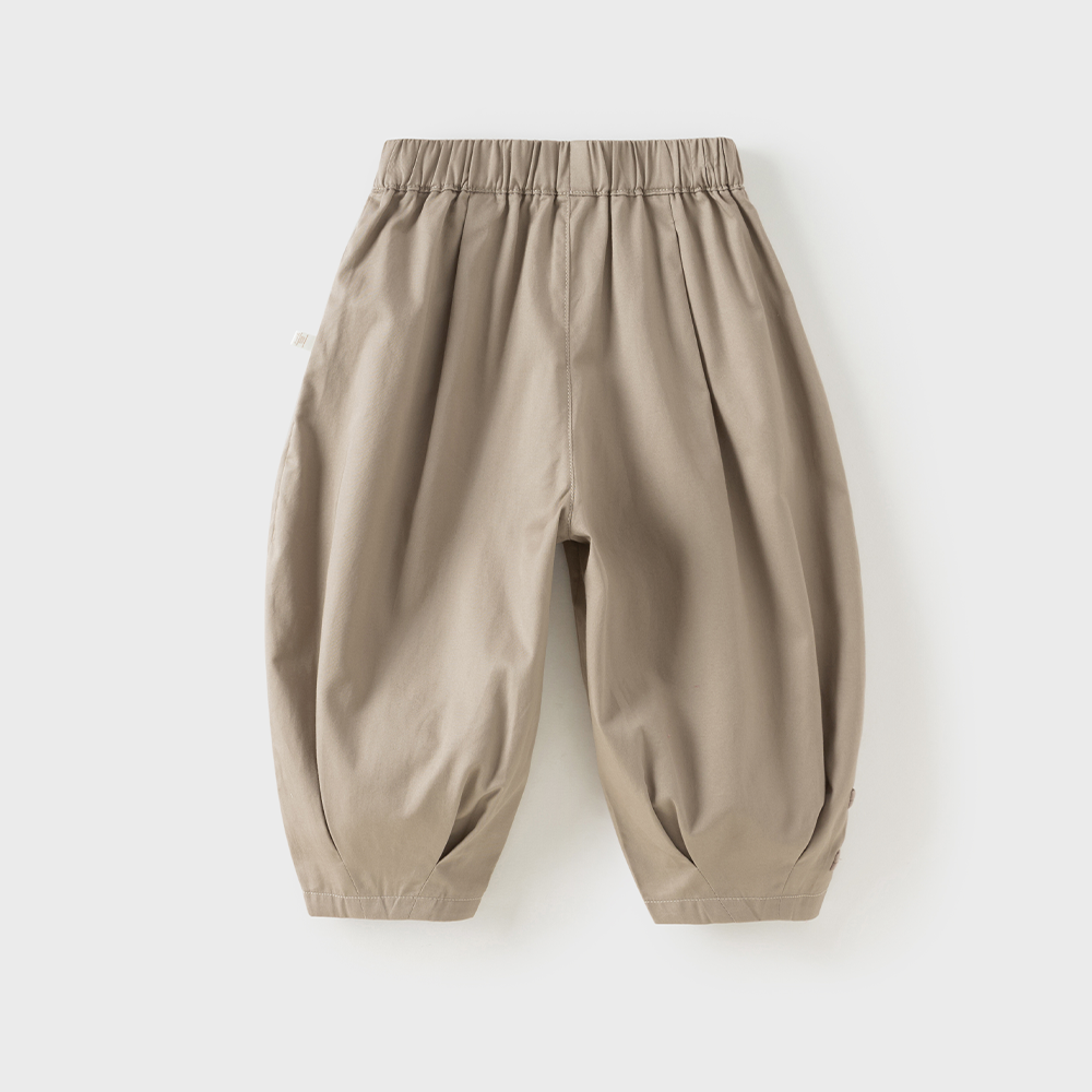 Dave&Bella Toddler Boys Khaki/Blue Cozy Cotton Elastic Waist Jogger Pants