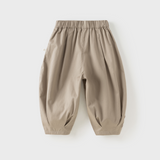 Dave&Bella Toddler Boys Khaki/Blue Cozy Cotton Elastic Waist Jogger Pants