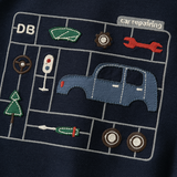 Dave&Bella Toddler Boys Navy Car Print Daily Versatile Round Collar Sweatshirts