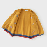 Dave&Bella Toddler Boys Yellow Cute Car Embroidery Soft Comfortable Cardigans