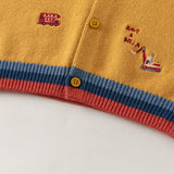 Dave&Bella Toddler Boys Yellow Cute Car Embroidery Soft Comfortable Cardigans
