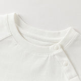 Dave&Bella Toddler Boys White Playful Airplane Embroidery Cotton Soft T-shirts