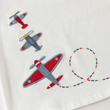 Dave&Bella Toddler Boys White Playful Airplane Embroidery Cotton Soft T-shirts