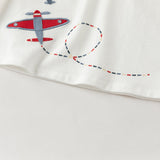 Dave&Bella Toddler Boys White Playful Airplane Embroidery Cotton Soft T-shirts