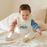 Dave&Bella Baby Boys White Car Print Casual Soft Cotton Rompers