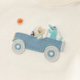 Dave&Bella Baby Boys White Car Print Casual Soft Cotton Rompers