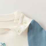 Dave&Bella Baby Boys White Car Print Casual Soft Cotton Rompers