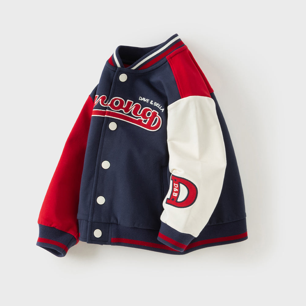 Dave&Bella Toddler Boys Navy Turtle Outwear Long Sleeve Baseball Jackets