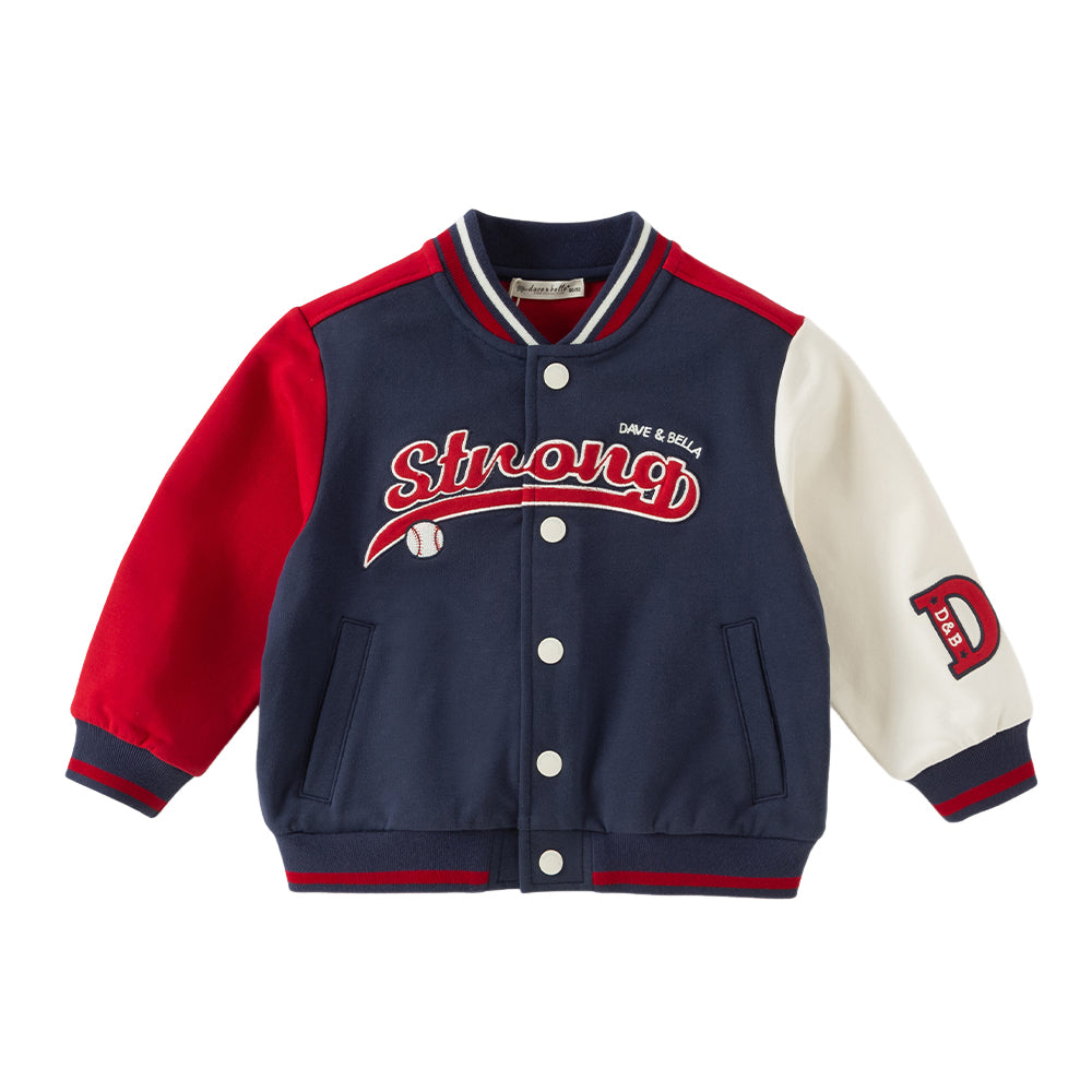 Dave&Bella Toddler Boys Navy Turtle Outwear Long Sleeve Baseball Jackets