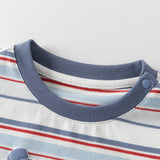 Dave&Bella Toddler Boys Red Blue Striped Cozy Cotton Casual T-shirts