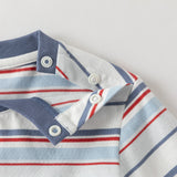 Dave&Bella Toddler Boys Red Blue Striped Cozy Cotton Casual T-shirts