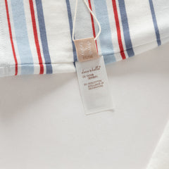 Dave&Bella Toddler Boys Red Blue Striped Cozy Cotton Casual T-shirts