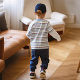 Dave&Bella Toddler Boys Red Blue Striped Cozy Cotton Casual T-shirts
