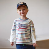 Dave&Bella Toddler Boys Red Blue Striped Cozy Cotton Casual T-shirts