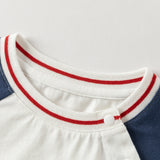 Dave&Bella Toddler Boys White Raglan Long Sleeve Sport Casual Cozy Cotton T-shirts