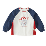 Dave&Bella Toddler Boys White Raglan Long Sleeve Sport Casual Cozy Cotton T-shirts