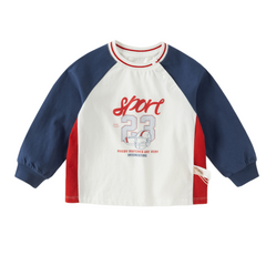 Dave&Bella Toddler Boys White Raglan Long Sleeve Sport Casual Cozy Cotton T-shirts