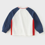 Dave&Bella Toddler Boys White Raglan Long Sleeve Sport Casual Cozy Cotton T-shirts