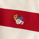 Dave&Bella Toddler Boys Red White Striped Cute Embroidery Daily Comfortable Sweatshirts