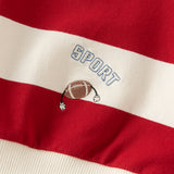 Dave&Bella Toddler Boys Red White Striped Cute Embroidery Daily Comfortable Sweatshirts