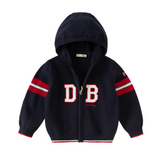 Dave&Bella Toddler Boys Navy Letter Hooded Soft Comfortable Cotton Cardigans