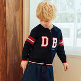 Dave&Bella Toddler Boys Navy Letter Hooded Soft Comfortable Cotton Cardigans