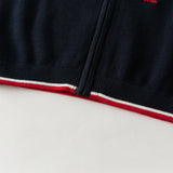 Dave&Bella Toddler Boys Navy Letter Hooded Soft Comfortable Cotton Cardigans
