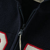 Dave&Bella Toddler Boys Navy Letter Hooded Soft Comfortable Cotton Cardigans
