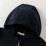 Dave&Bella Toddler Boys Navy Letter Hooded Soft Comfortable Cotton Cardigans