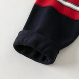Dave&Bella Toddler Boys Navy Letter Hooded Soft Comfortable Cotton Cardigans