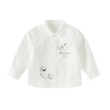 Dave&Bella Toddler Boys White Print Long Sleeve Soft Cotton Shirts
