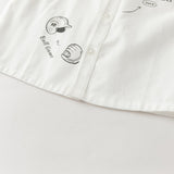 Dave&Bella Toddler Boys White Print Long Sleeve Soft Cotton Shirts