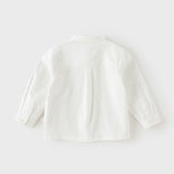 Dave&Bella Toddler Boys White Print Long Sleeve Soft Cotton Shirts