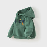 Dave&Bella Toddler Boys Green Versatile Comfortable Hooded Sweatshirts