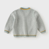 Dave&Bella Toddler Boys Grey Letter Jacquard Cozy Comfortable Cotton Cardigans