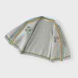 Dave&Bella Toddler Boys Grey Letter Jacquard Cozy Comfortable Cotton Cardigans